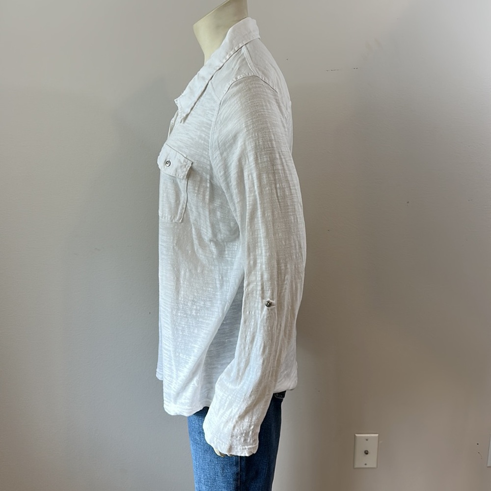 Eddie Bauer Womens XL white popover 1/4 button shirt - Picture 2 of 6